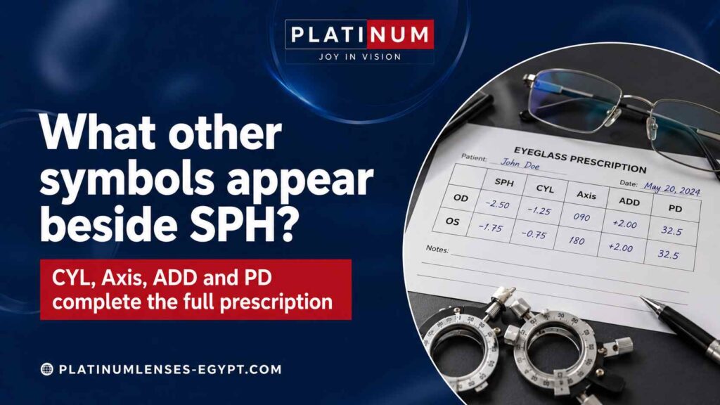 الرموز والاختصارات التي تظهر بجانب SPH في كارت النظر