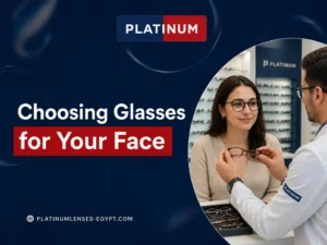 An optical specialist helping a woman choose prescription glasses that suit her face shape and visual needs
