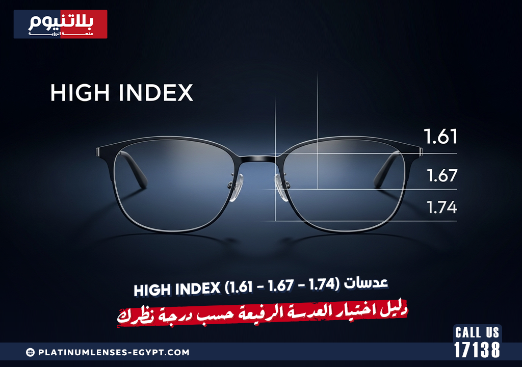 عدسات High Index (1.61 – 1.67 – 1.74): دليل اختيار العدسة الرفيعة حسب درجة نظرك